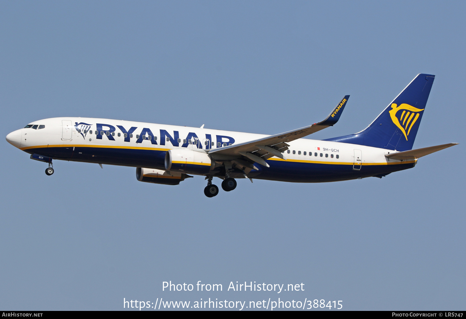 Aircraft Photo of 9H-QCH | Boeing 737-8AS | Ryanair | AirHistory.net #388415