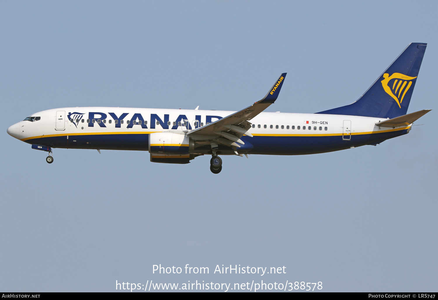 Aircraft Photo of 9H-QEN | Boeing 737-800 | Ryanair | AirHistory.net #388578