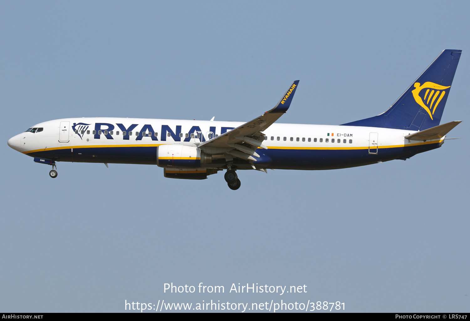 Aircraft Photo of EI-DAM | Boeing 737-8AS | Ryanair | AirHistory.net #388781