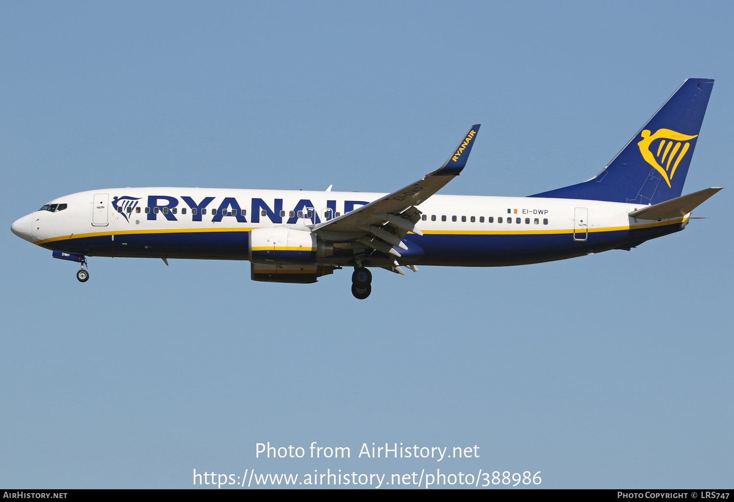 Aircraft Photo of EI-DWP | Boeing 737-8AS | Ryanair | AirHistory.net #388986