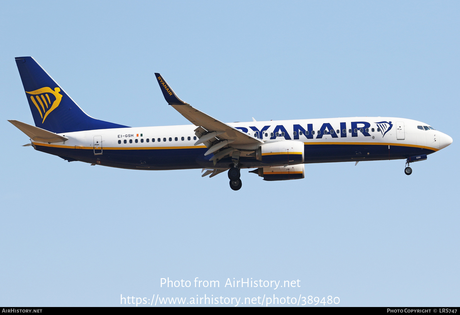 Aircraft Photo of EI-GSH | Boeing 737-800 | Ryanair | AirHistory.net #389480