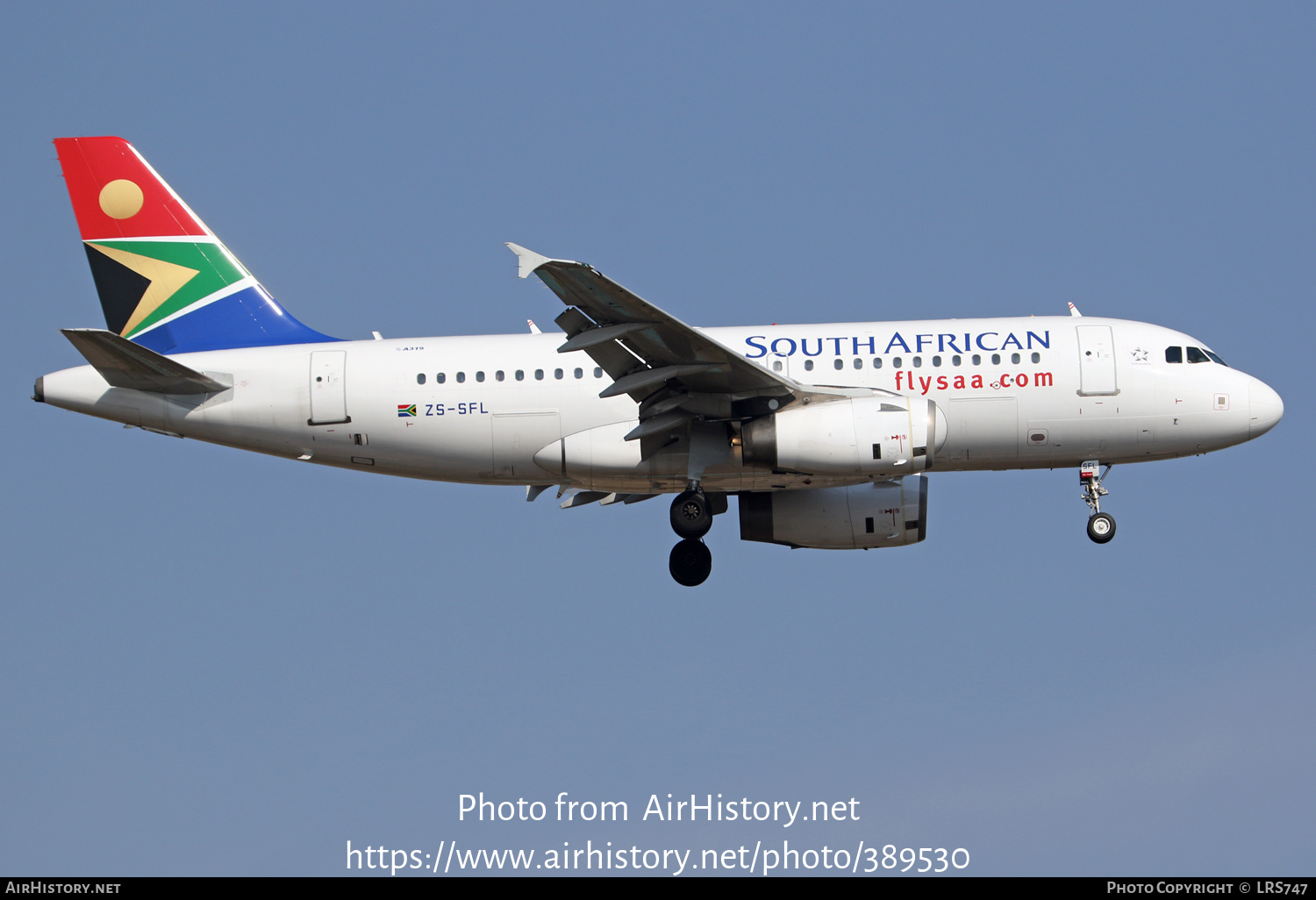 Aircraft Photo of ZS-SFL | Airbus A319-131 | South African Airways | AirHistory.net #389530