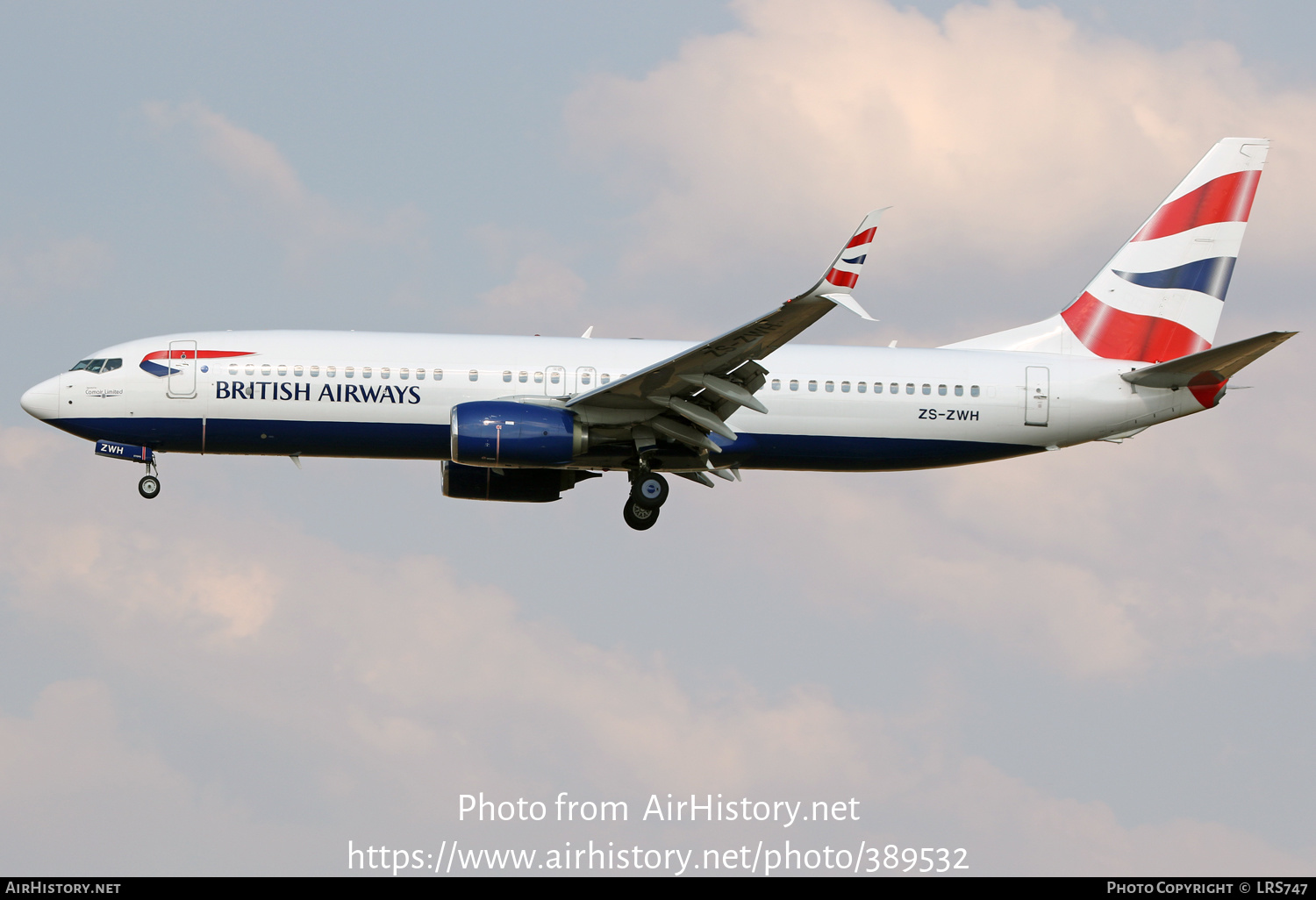 Aircraft Photo of ZS-ZWH | Boeing 737-800 | British Airways | AirHistory.net #389532