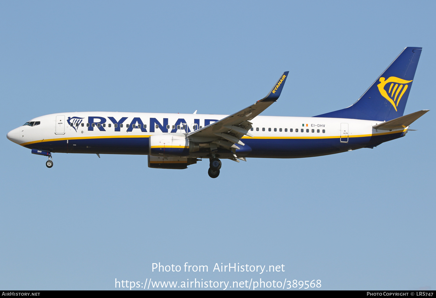 Aircraft Photo of EI-DHV | Boeing 737-8AS | Ryanair | AirHistory.net #389568