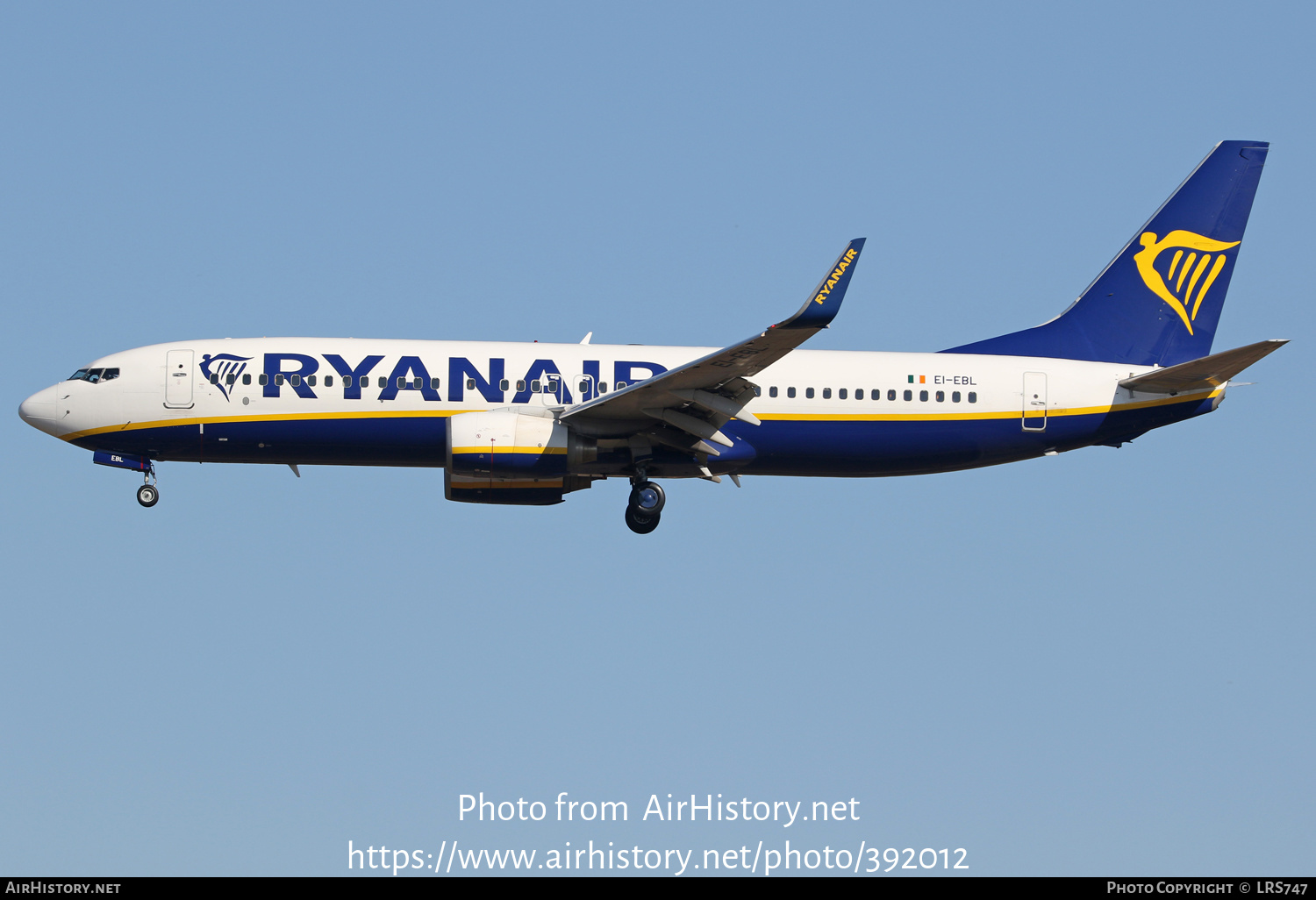 Aircraft Photo of EI-EBL | Boeing 737-8AS | Ryanair | AirHistory.net #392012