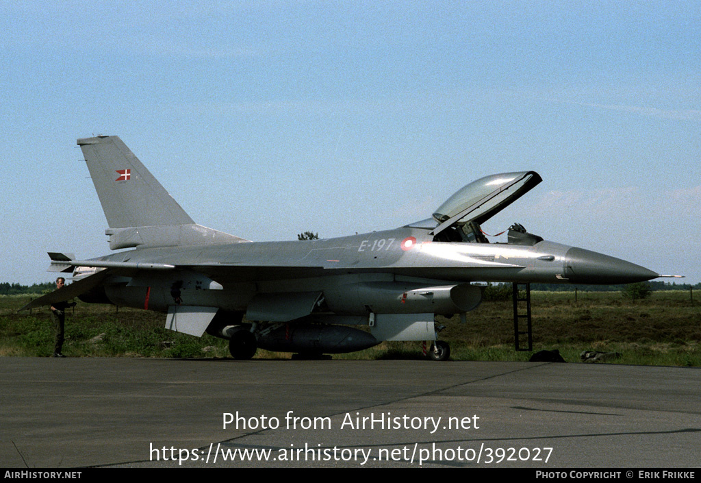 Aircraft Photo of E-197 | General Dynamics F-16A Fighting Falcon | Denmark - Air Force | AirHistory.net #392027