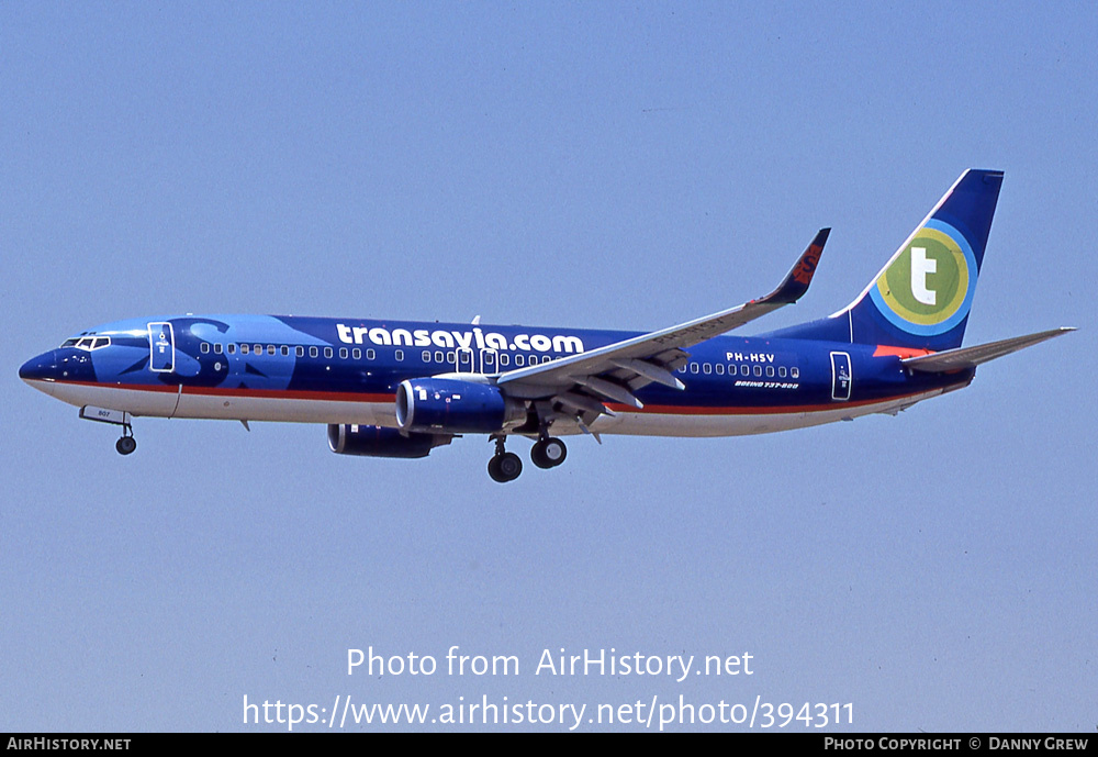 Aircraft Photo of PH-HSV | Boeing 737-8BK | Transavia | AirHistory.net #394311