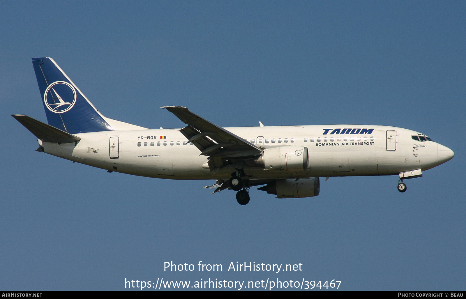 Aircraft Photo of YR-BGE | Boeing 737-38J | TAROM - Transporturile Aeriene Române | AirHistory.net #394467