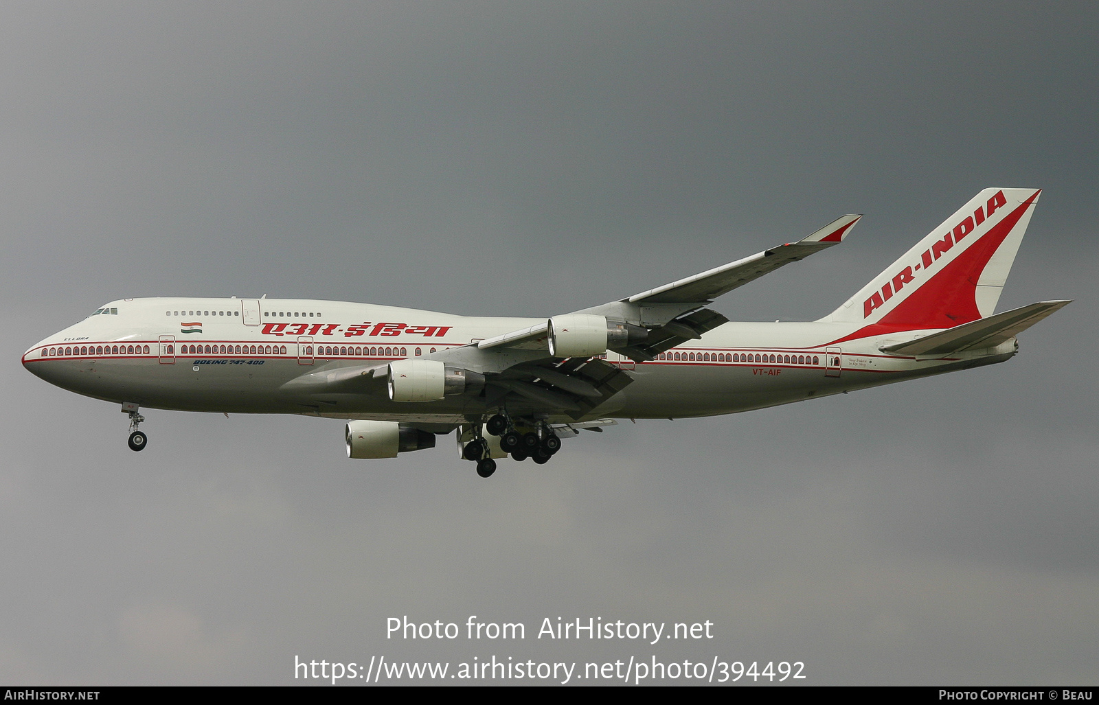 Aircraft Photo of VT-AIF | Boeing 747-412 | Air India | AirHistory.net #394492