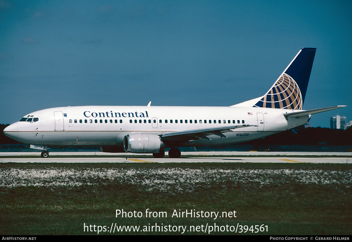 Aircraft Photo of N16310 | Boeing 737-3T0 | Continental Airlines | AirHistory.net #394561