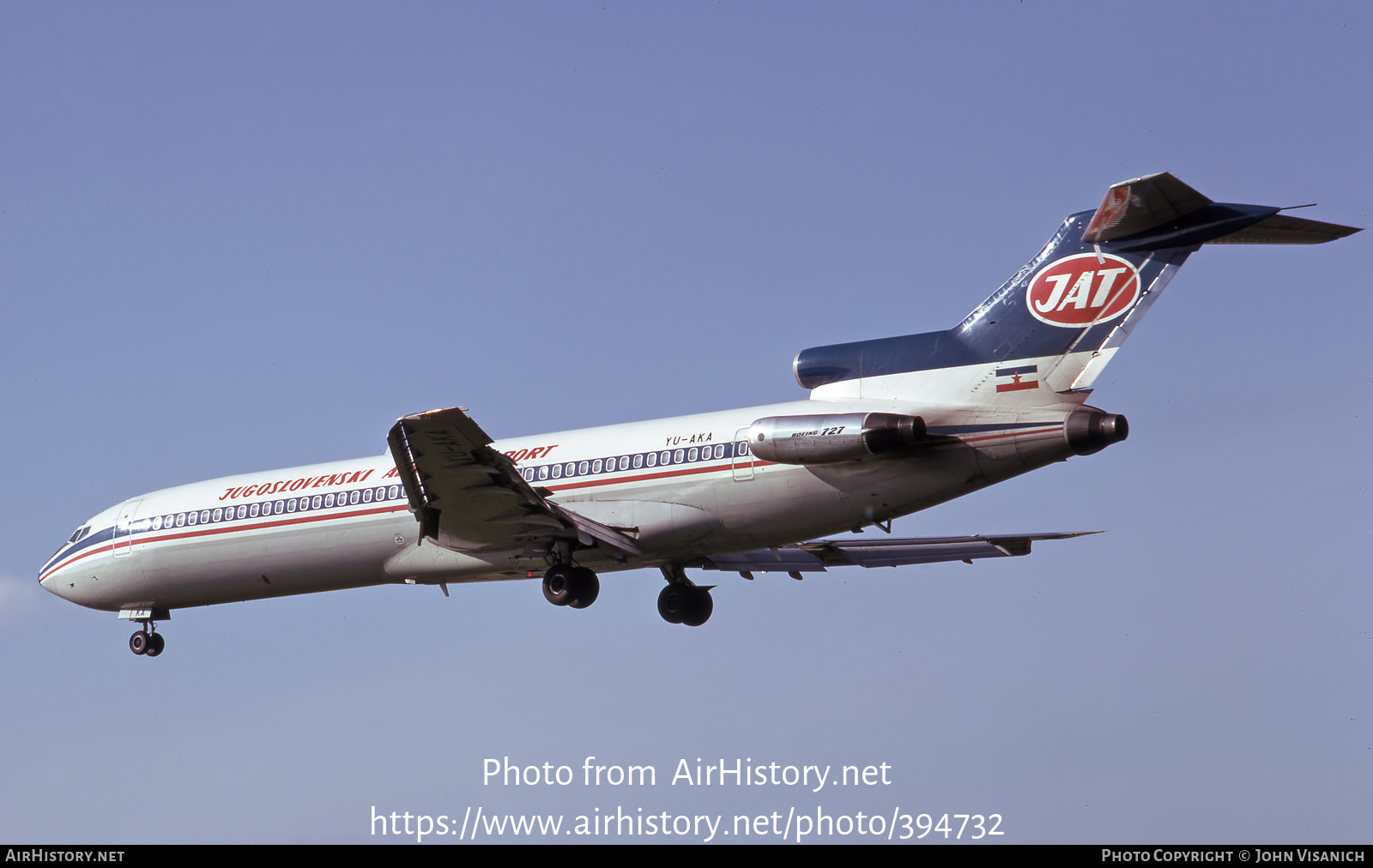 Aircraft Photo of YU-AKA | Boeing 727-2H9/Adv | JAT Yugoslav Airlines - Jugoslovenski Aerotransport | AirHistory.net #394732