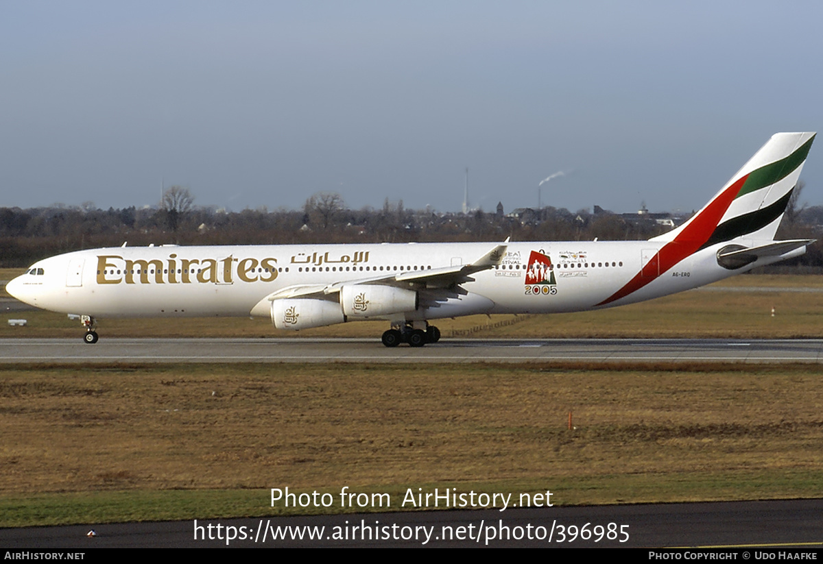 Aircraft Photo of A6-ERQ | Airbus A340-313 | Emirates | AirHistory.net #396985