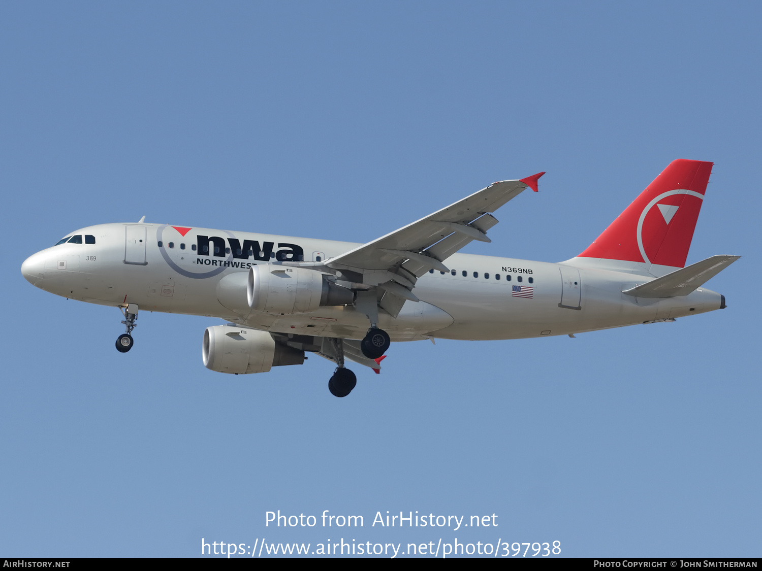 Aircraft Photo of N369NB | Airbus A319-114 | Northwest Airlines | AirHistory.net #397938