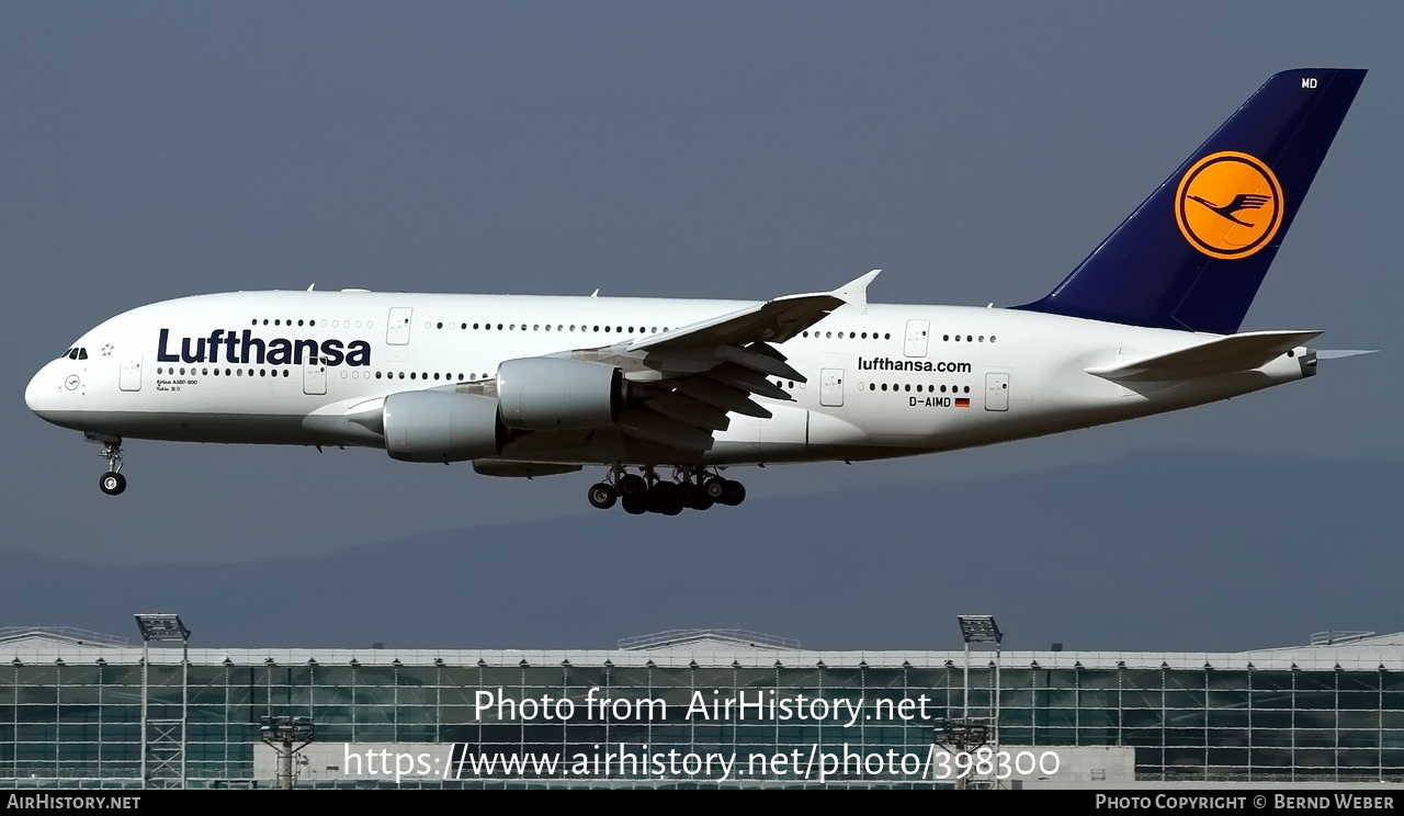 Aircraft Photo of D-AIMD | Airbus A380-841 | Lufthansa | AirHistory.net #398300