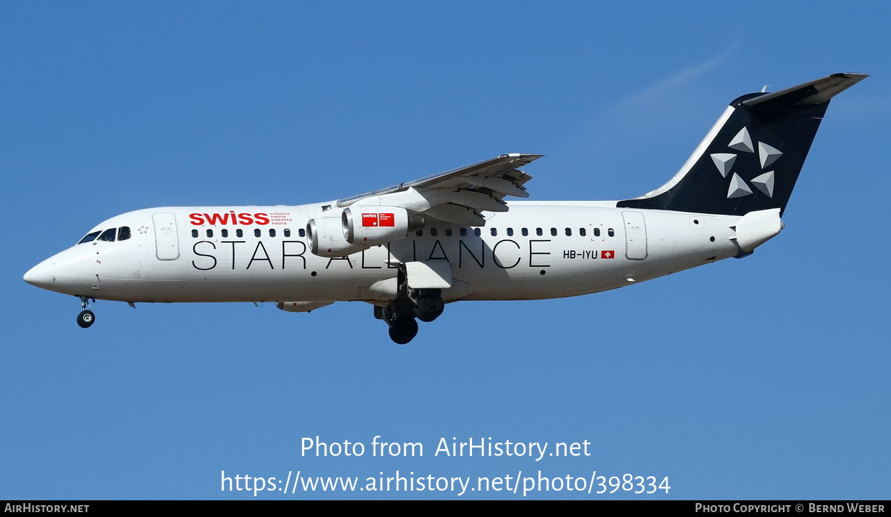 Aircraft Photo of HB-IYU | British Aerospace BAe-146-100 | Swiss International Air Lines | AirHistory.net #398334