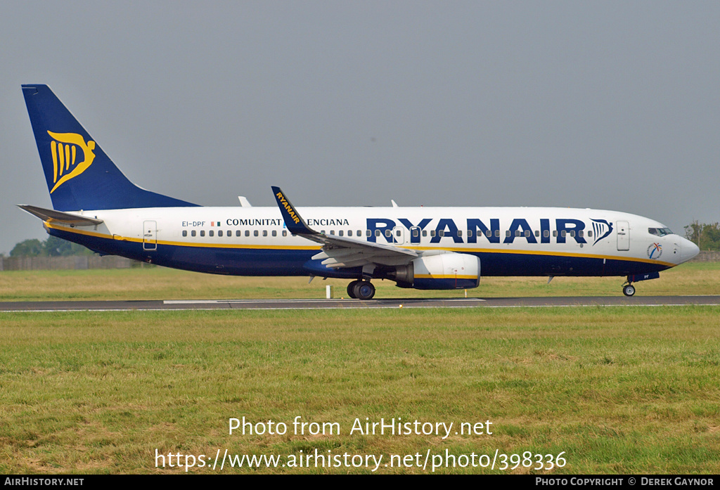 Aircraft Photo of EI-DPF | Boeing 737-8AS | Ryanair | AirHistory.net #398336