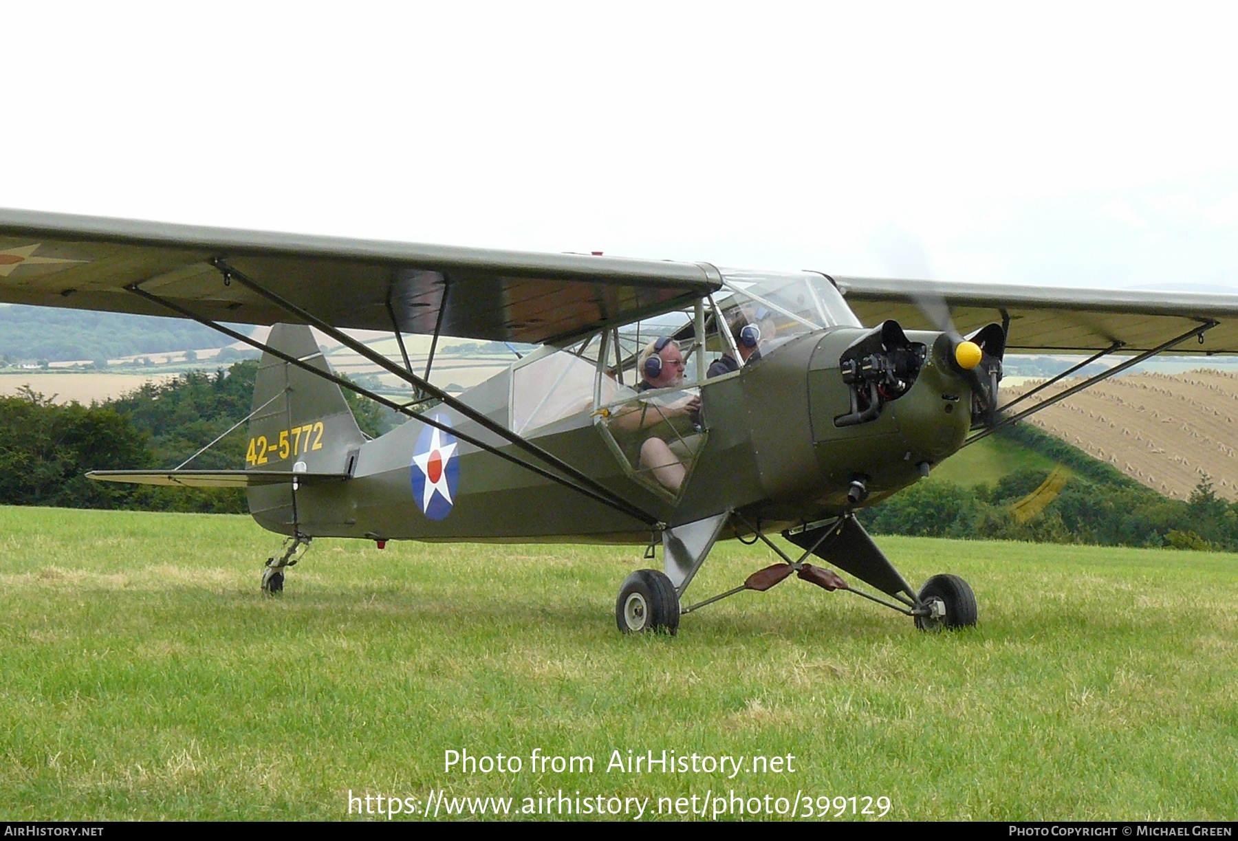 Aircraft Photo of G-BSXT / 42-5772 | Piper J-5A Cub Cruiser | USA - Air Force | AirHistory.net #399129