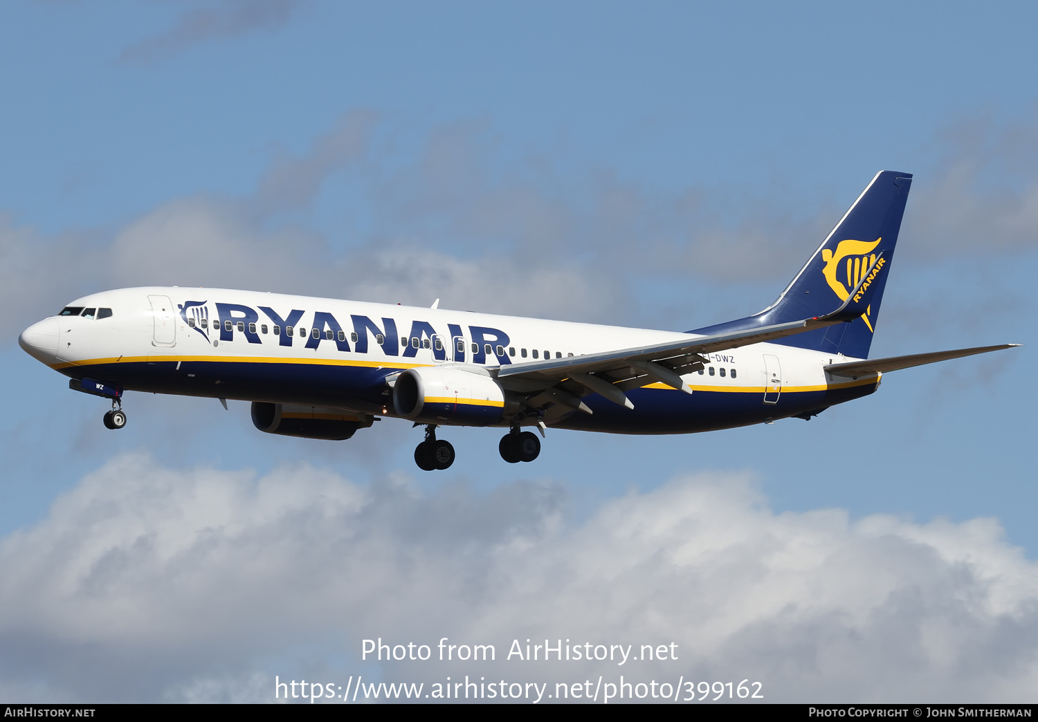 Aircraft Photo of EI-DWZ | Boeing 737-8AS | Ryanair | AirHistory.net #399162