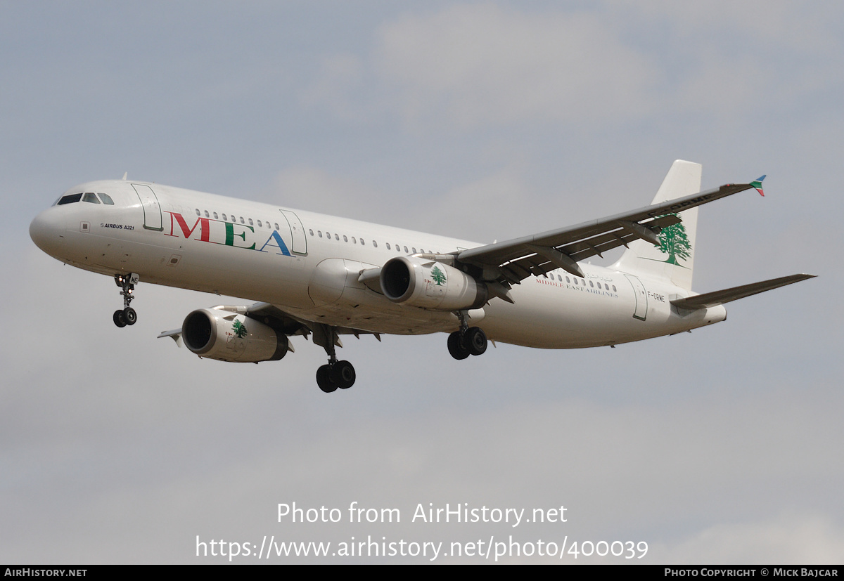 Aircraft Photo of F-ORME | Airbus A321-231 | MEA - Middle East Airlines | AirHistory.net #400039