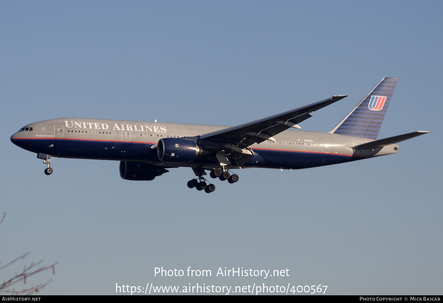 Aircraft Photo of N781UA | Boeing 777-222 | United Airlines | AirHistory.net #400567