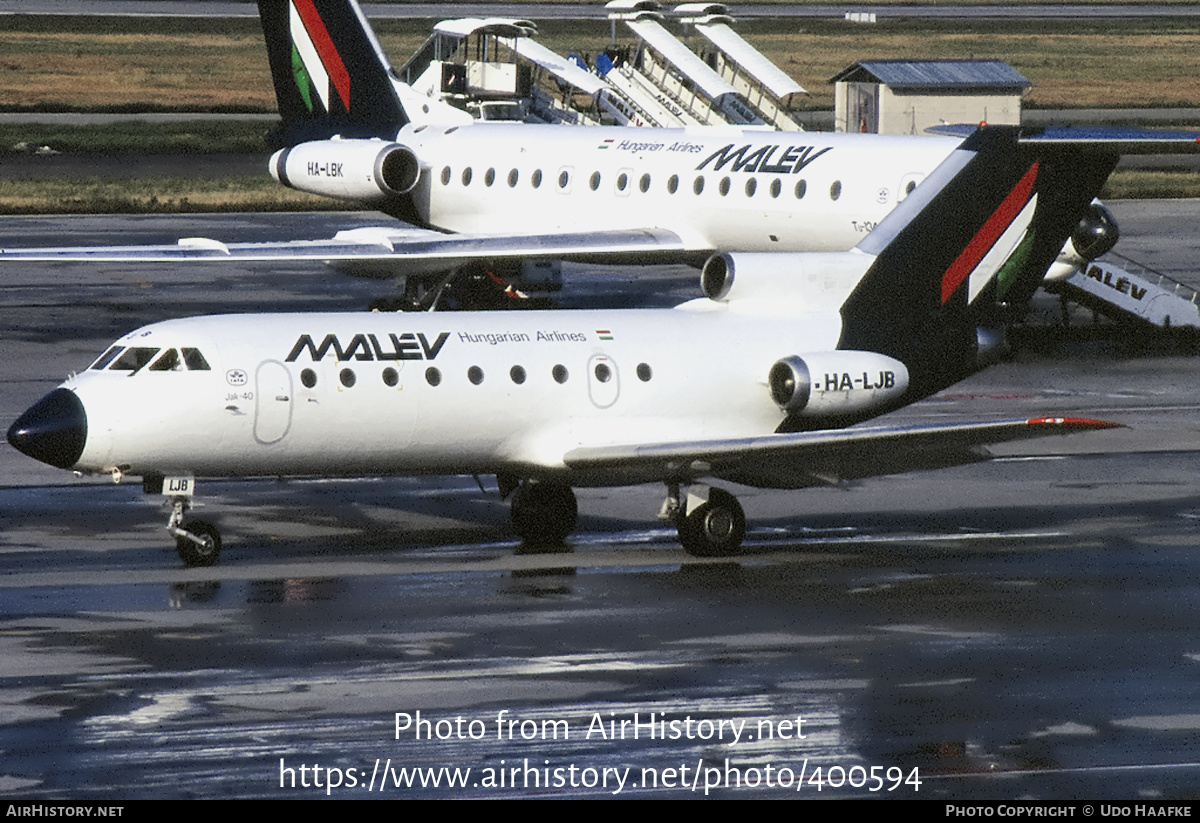 Aircraft Photo of HA-LJB | Yakovlev Yak-40K | Malév - Hungarian Airlines | AirHistory.net #400594