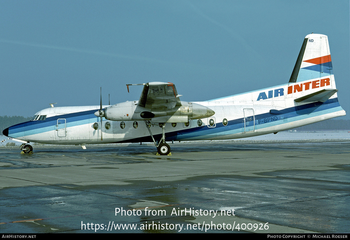 Aircraft Photo of F-BPND | Fokker F27-500 Friendship | Air Inter | AirHistory.net #400926