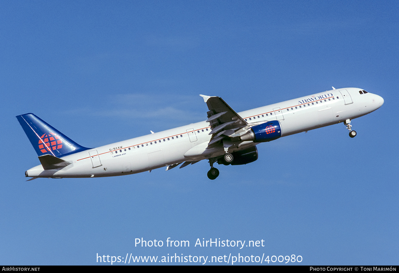 Aircraft Photo of G-BXAW | Airbus A321-211 | AirWorld | AirHistory.net #400980