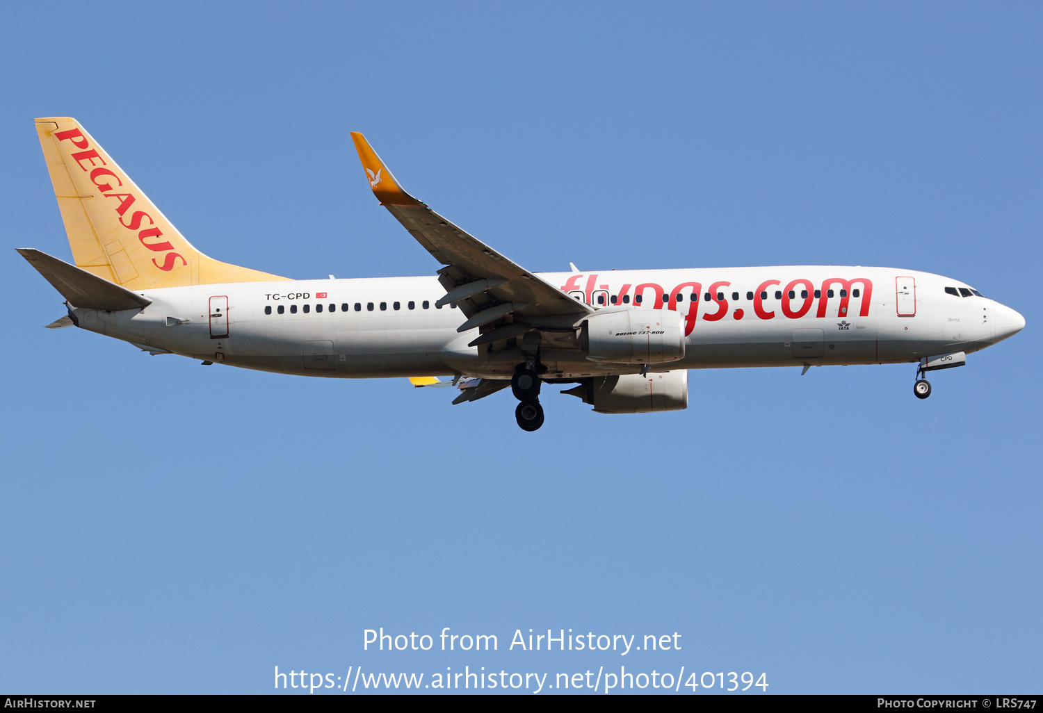 Aircraft Photo of TC-CPD | Boeing 737-82R | Pegasus Airlines | AirHistory.net #401394