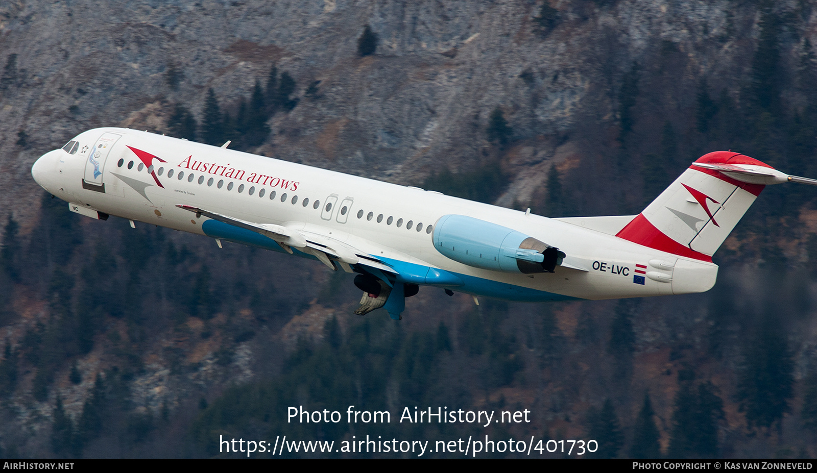 Aircraft Photo of OE-LVC | Fokker 100 (F28-0100) | Austrian Arrows | AirHistory.net #401730