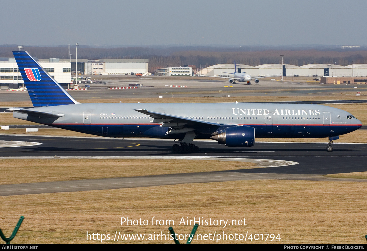 Aircraft Photo of N781UA | Boeing 777-222 | United Airlines | AirHistory.net #401794