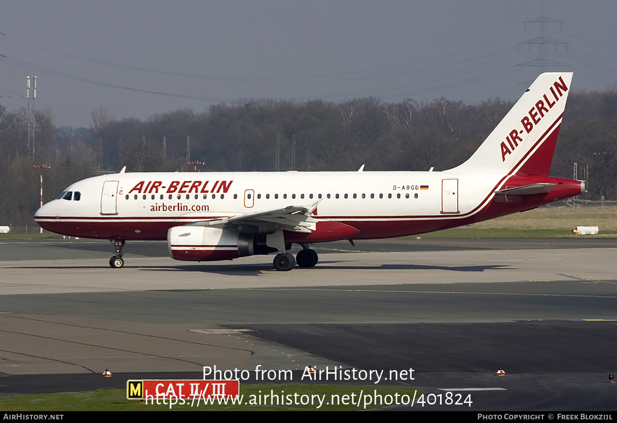 Aircraft Photo of D-ABGD | Airbus A319-132 | Air Berlin | AirHistory.net #401824