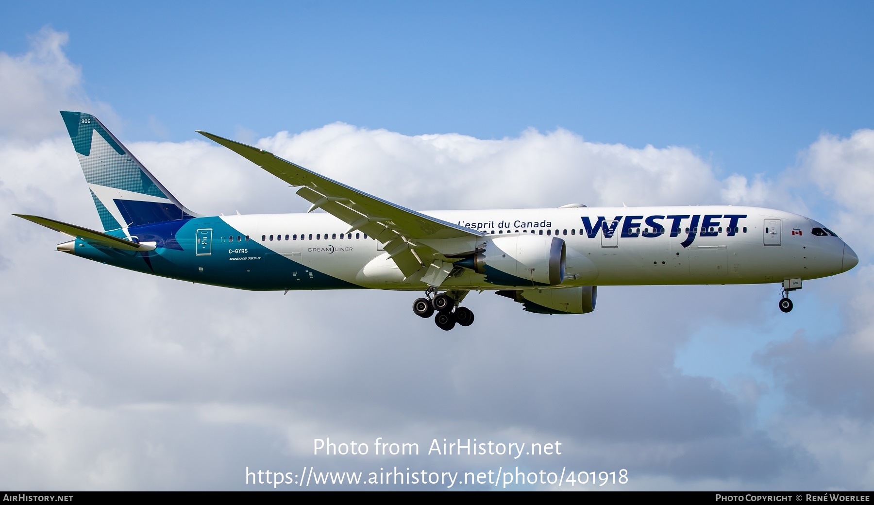 Aircraft Photo of C-GYRS | Boeing 787-9 Dreamliner | WestJet | AirHistory.net #401918