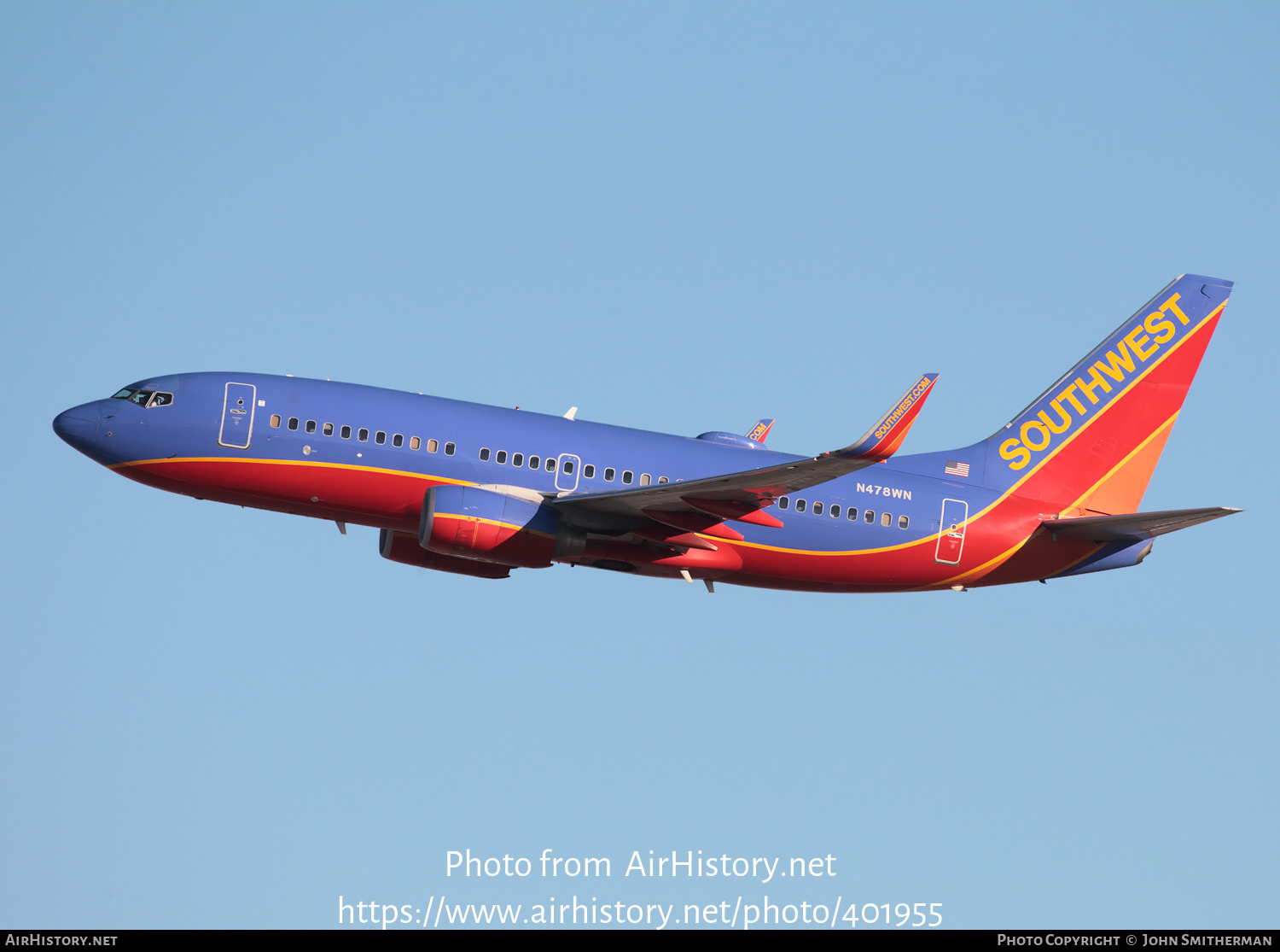 Aircraft Photo of N478WN | Boeing 737-7H4 | Southwest Airlines | AirHistory.net #401955