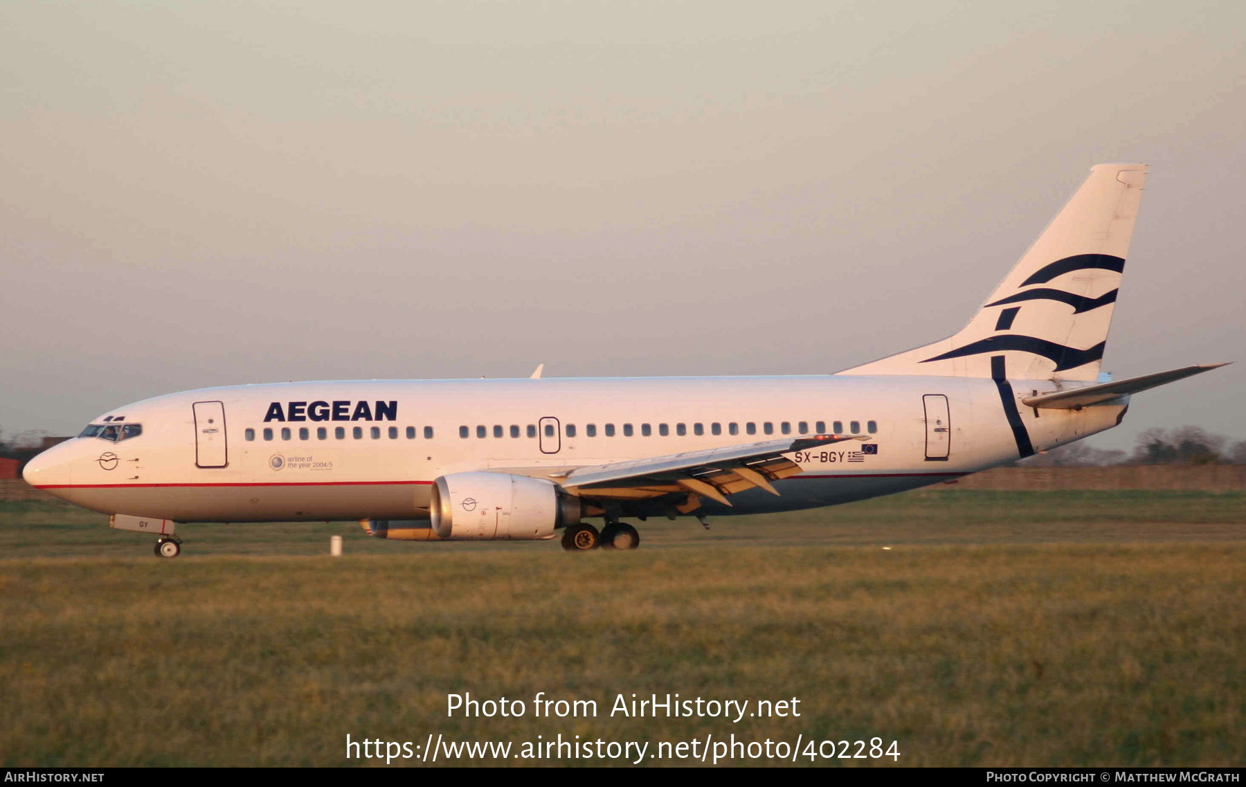 Aircraft Photo of SX-BGY | Boeing 737-31S | Aegean Airlines | AirHistory.net #402284