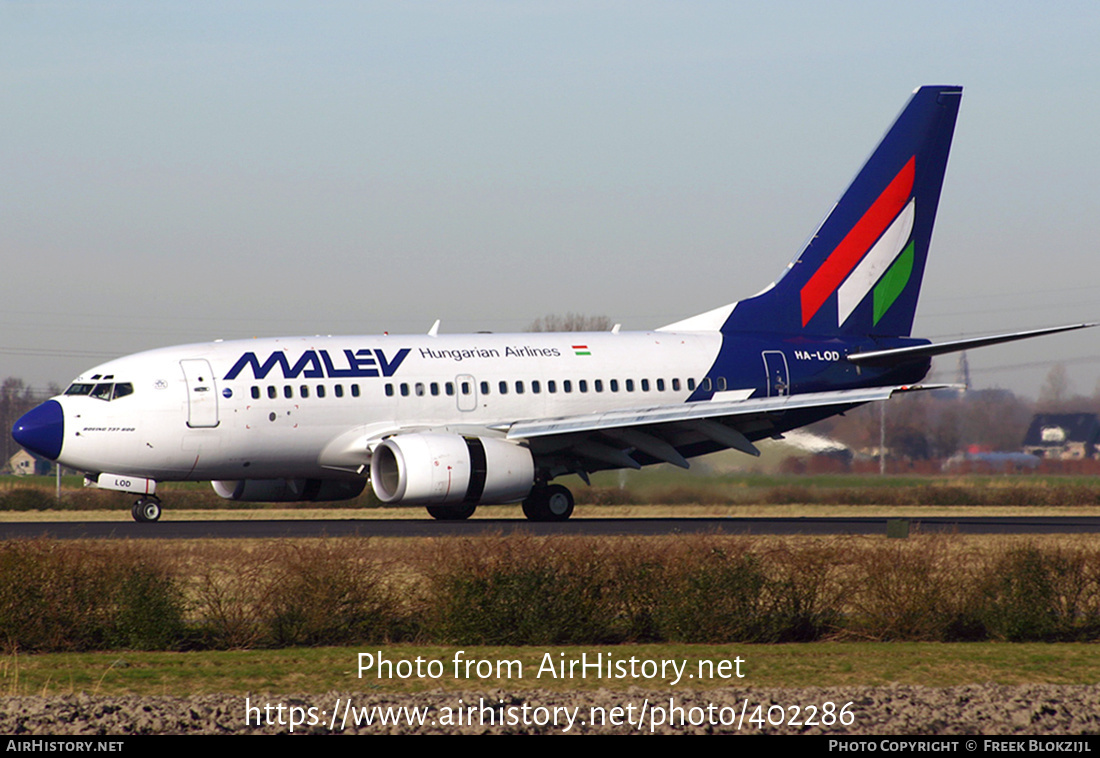 Aircraft Photo of HA-LOD | Boeing 737-6Q8 | Malév - Hungarian Airlines | AirHistory.net #402286