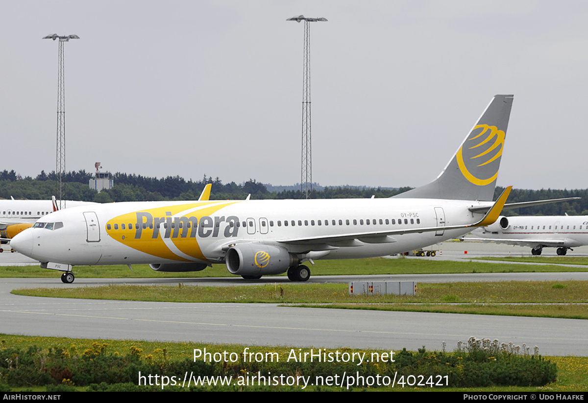 Aircraft Photo of OY-PSC | Boeing 737-8Q8 | Primera Air | AirHistory.net #402421