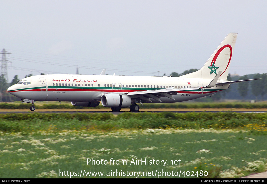 Aircraft Photo of CN-RNW | Boeing 737-8B6 | Royal Air Maroc - RAM | AirHistory.net #402480