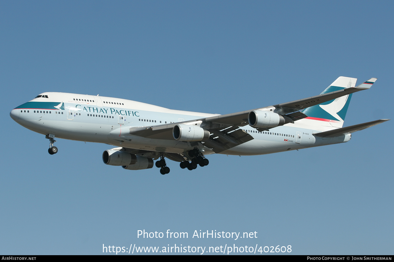 Aircraft Photo of B-HOX | Boeing 747-467 | Cathay Pacific Airways | AirHistory.net #402608