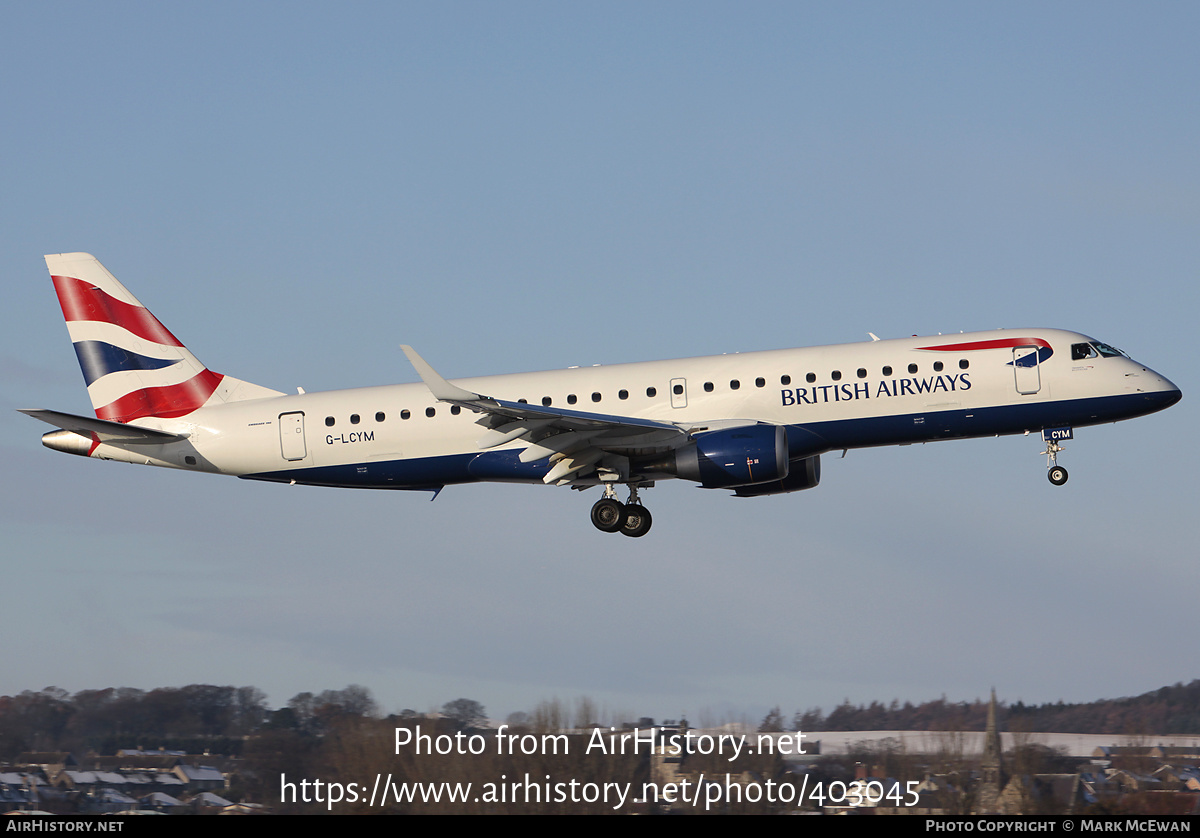 Aircraft Photo of G-LCYM | Embraer 190SR (ERJ-190-100SR) | British Airways | AirHistory.net #403045