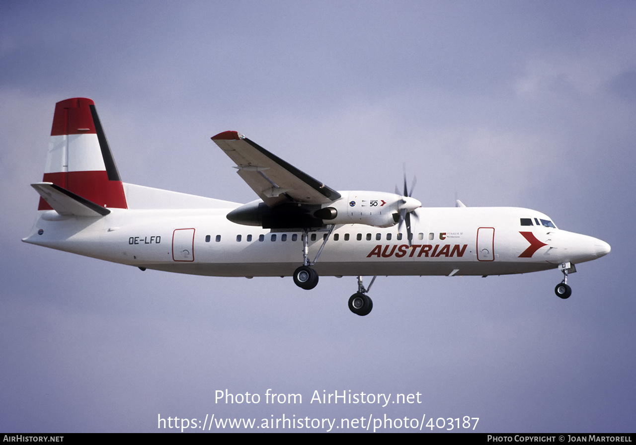 Aircraft Photo of OE-LFD | Fokker 50 | Austrian Airlines | AirHistory.net #403187