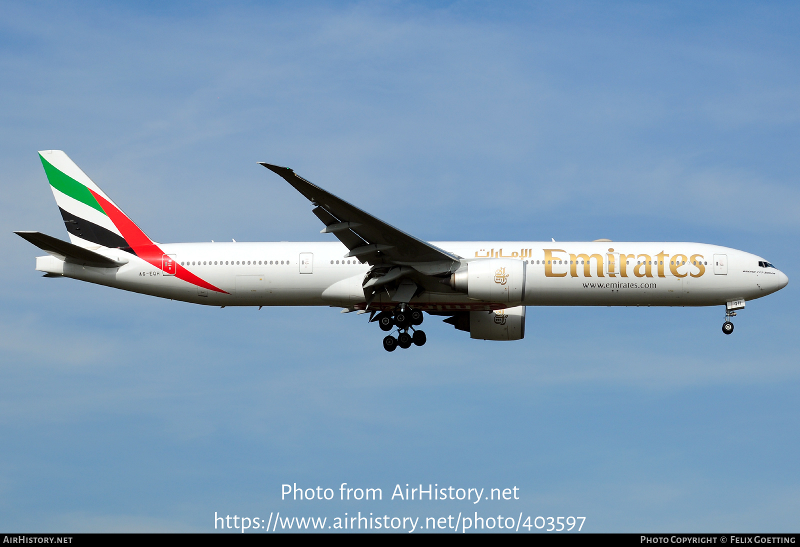 Aircraft Photo of A6-EQH | Boeing 777-300/ER | Emirates | AirHistory.net #403597