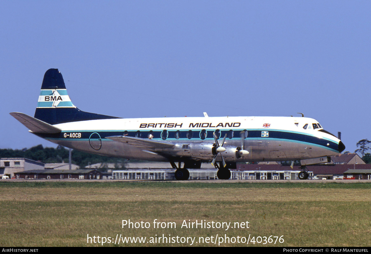 Aircraft Photo of G-AOCB | Vickers 755D Viscount | British Midland Airways - BMA | AirHistory.net #403676