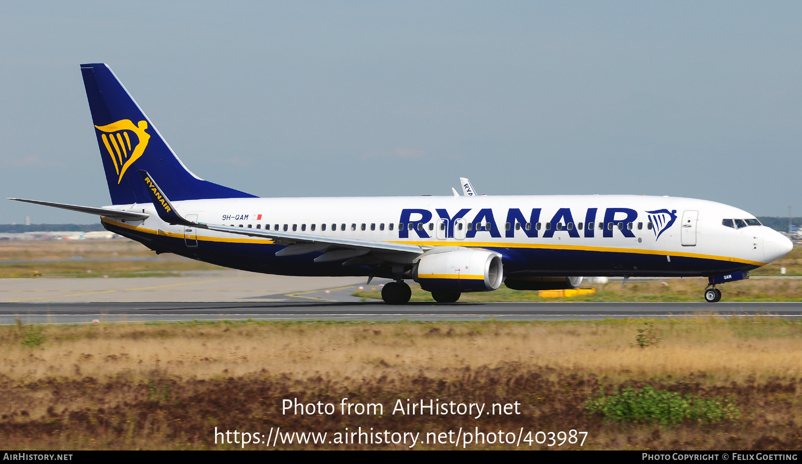 Aircraft Photo of 9H-QAM | Boeing 737-800 | Ryanair | AirHistory.net #403987