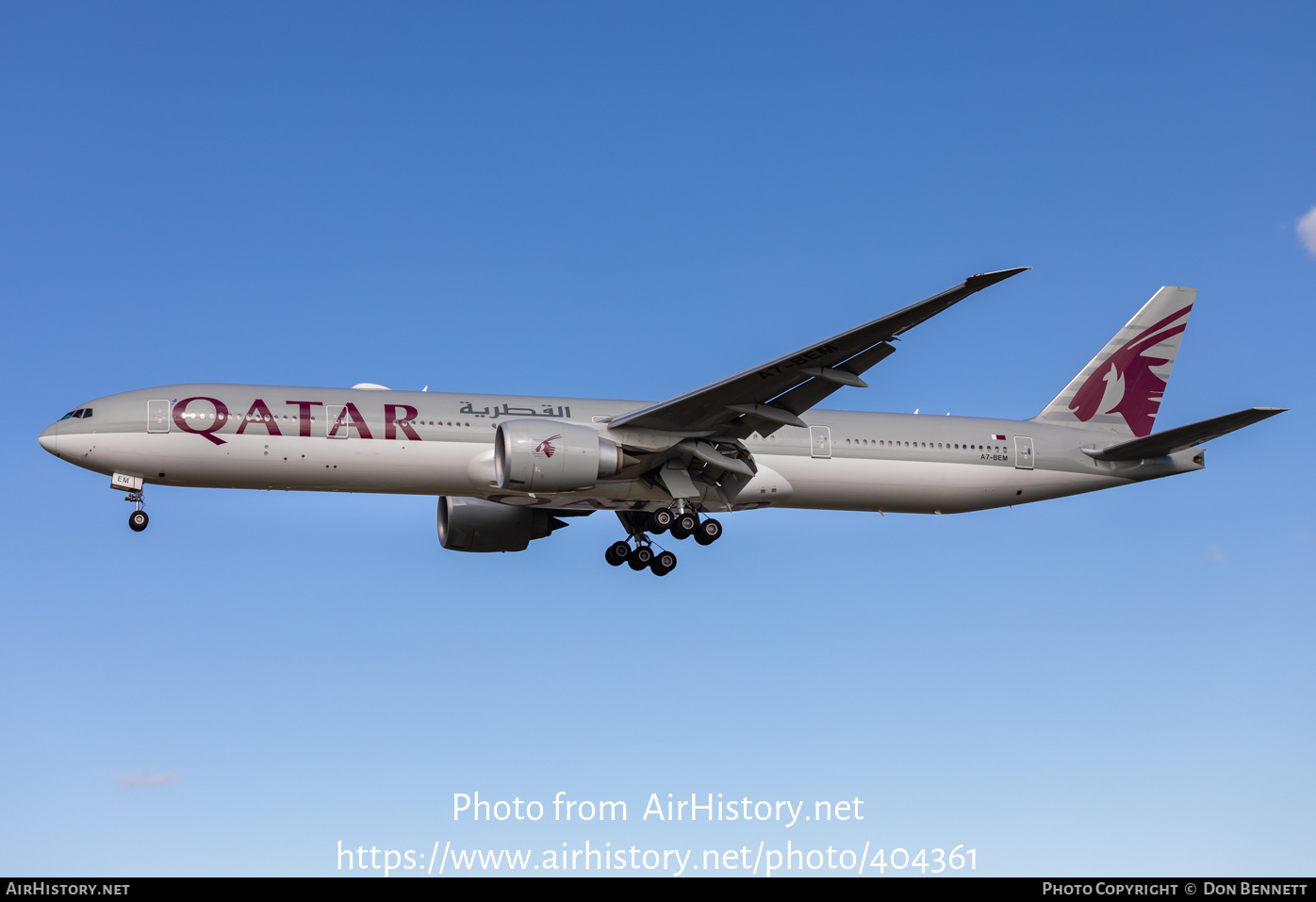 Aircraft Photo of A7-BEM | Boeing 777-300/ER | Qatar Airways | AirHistory.net #404361