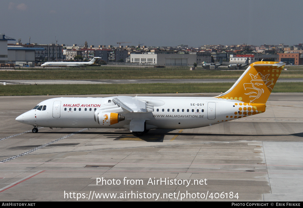 Aircraft Photo of SE-DSY | British Aerospace Avro 146-RJ100 | Malmö Aviation | AirHistory.net #406184