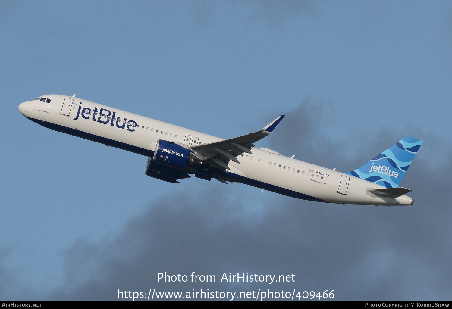 Aircraft Photo of N4022J | Airbus A321-271NXLR | JetBlue Airways | AirHistory.net #409466