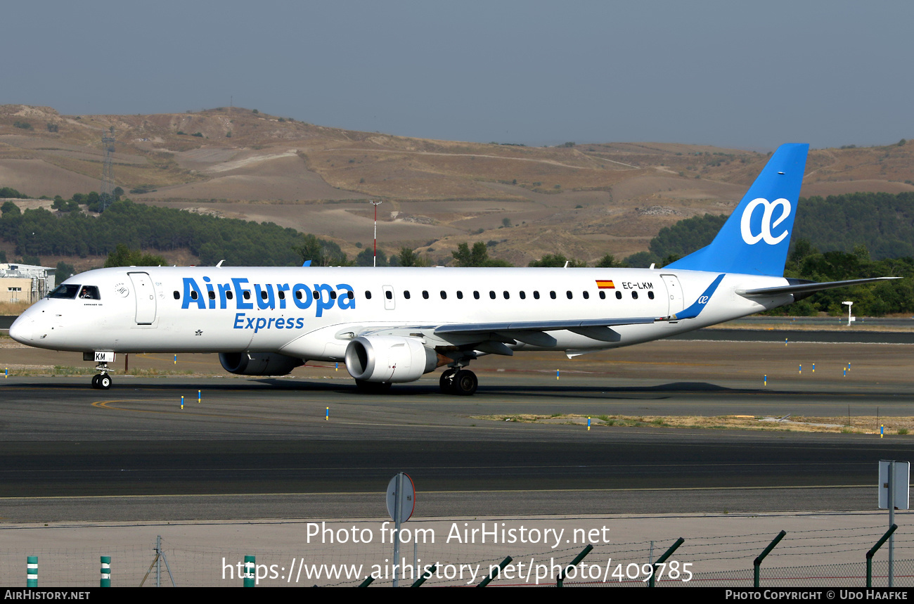 Aircraft Photo of EC-LKM | Embraer 195LR (ERJ-190-200LR) | Air Europa Express | AirHistory.net #409785