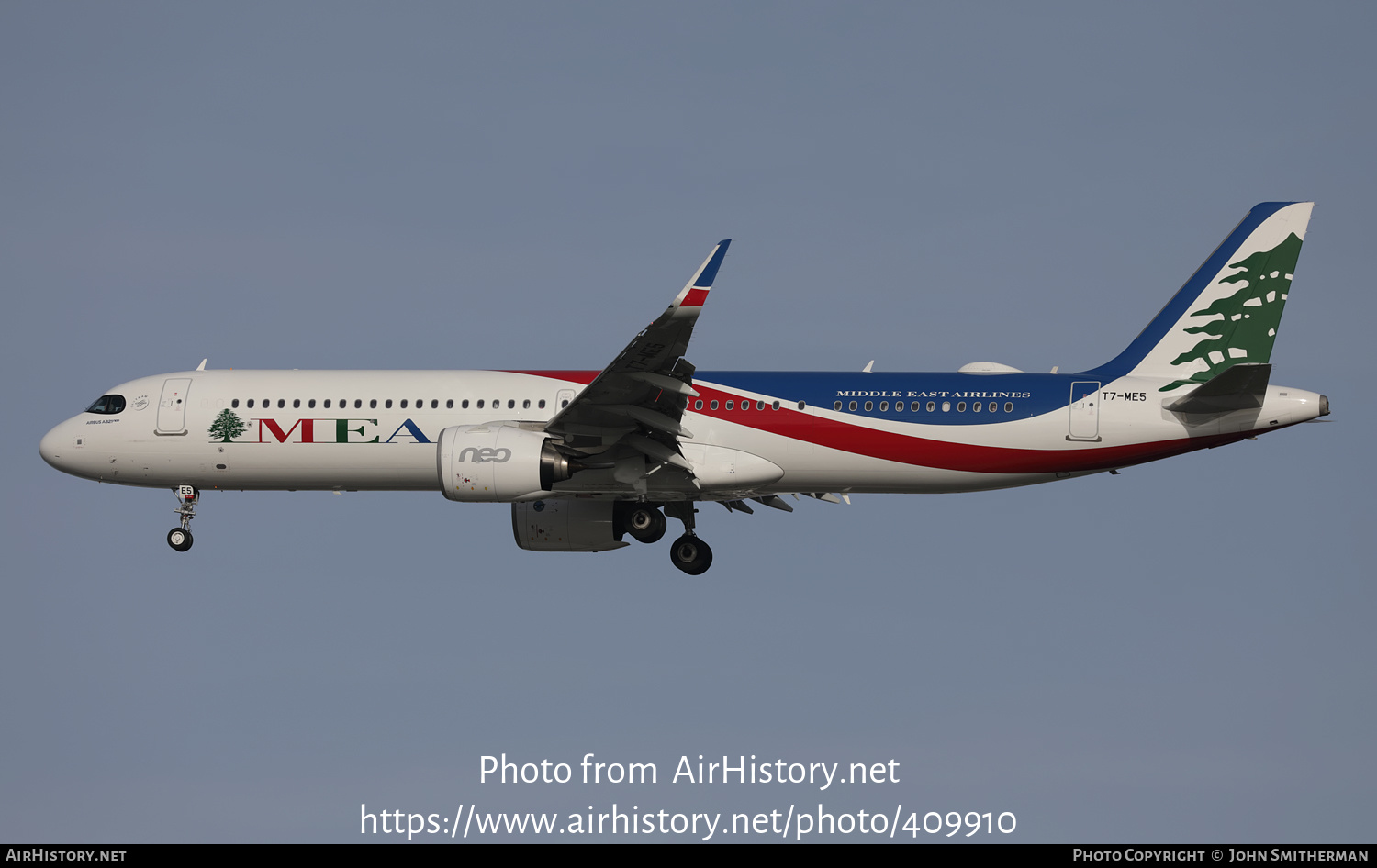 Aircraft Photo of T7-ME5 | Airbus A321-271NX | MEA - Middle East Airlines | AirHistory.net #409910