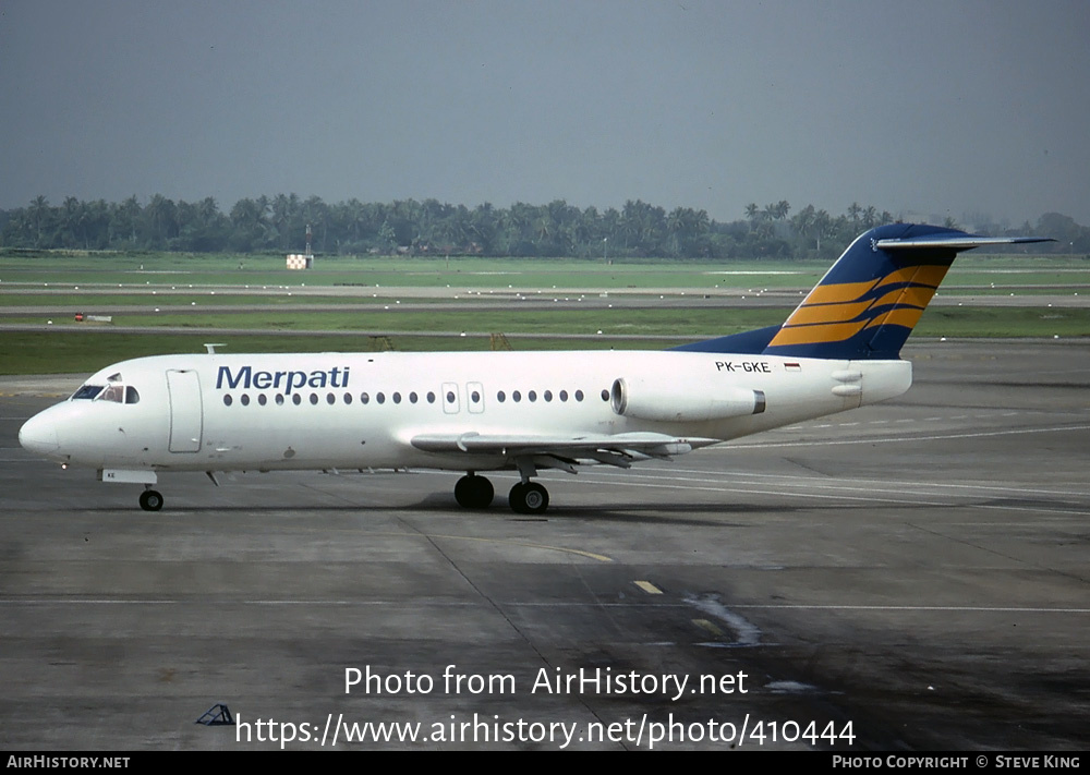 Aircraft Photo of PK-GKE | Fokker F28-1000 Fellowship | Merpati Nusantara Airlines | AirHistory.net #410444