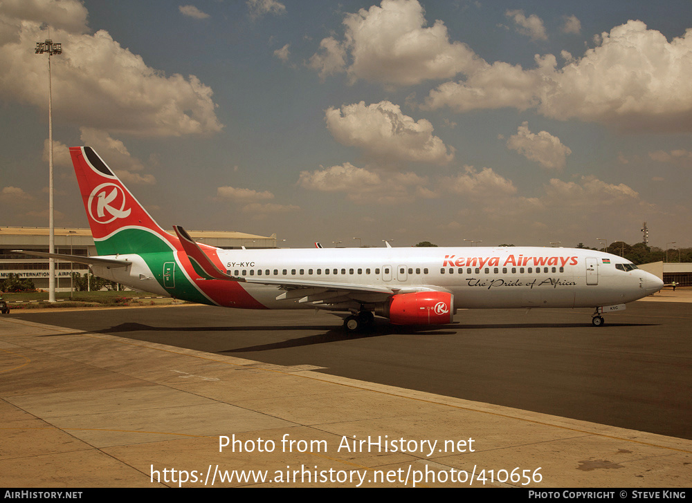 Aircraft Photo of 5Y-KYC | Boeing 737-8AL | Kenya Airways | AirHistory.net #410656